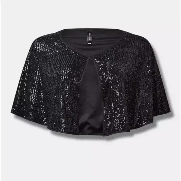 New Torrid Elegant Black Sequin Sweater Bolero - Picture 1 of 3